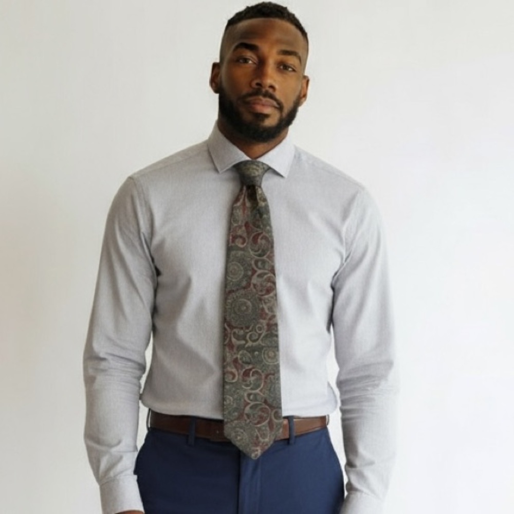 Bill Blass Mens Necktie 100% Silk‎ Medallion Blue Maroon Gold Dress Tie Office